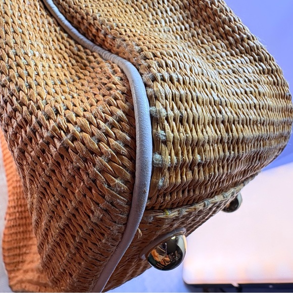 Michael Kors Tan Woven / leather Shoulder Bag with Gold Accents - Picture 4 of 15